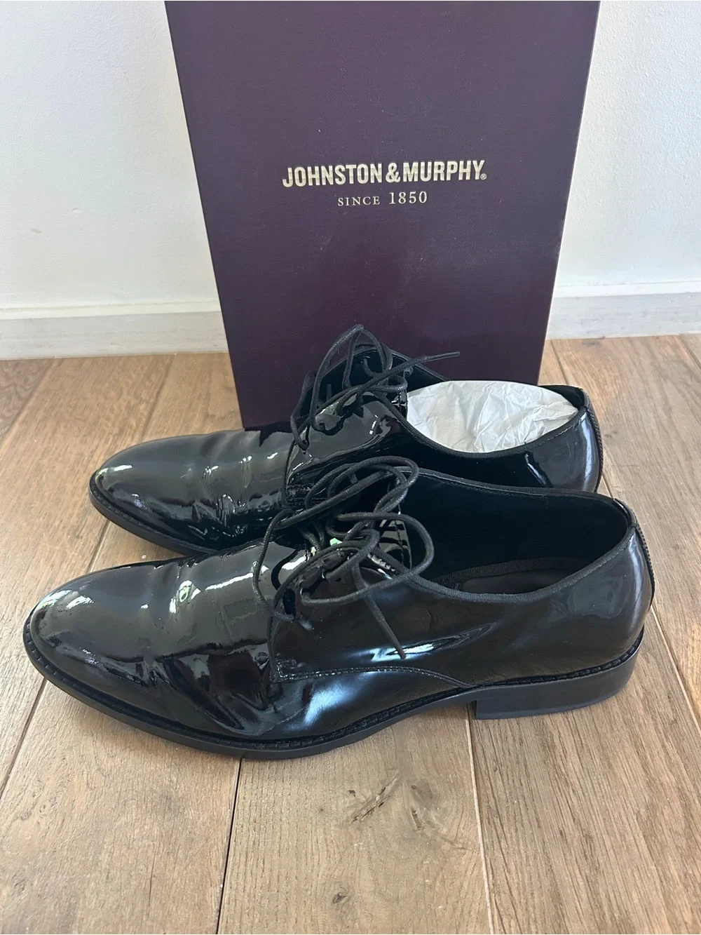 Johnston & Murphy Black Patent Leather Derby Dress Shoes